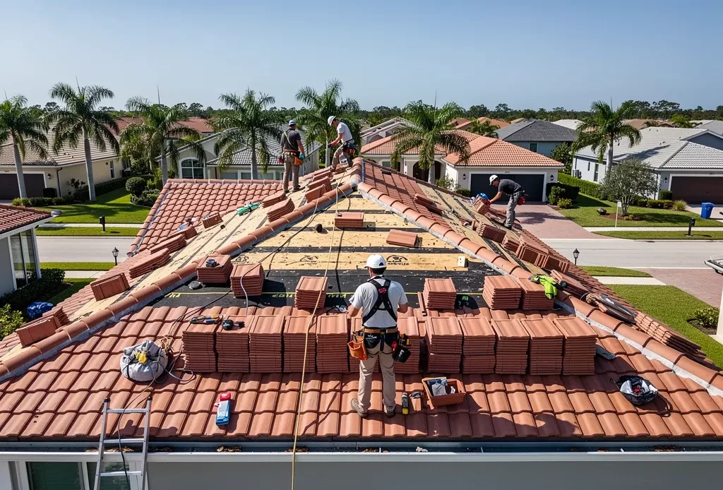 A new roof being built in Pinellas County