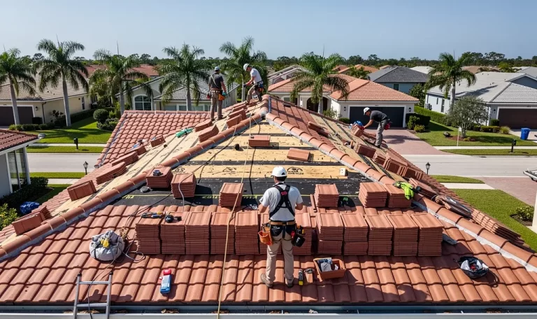 A new roof being built in Pinellas County